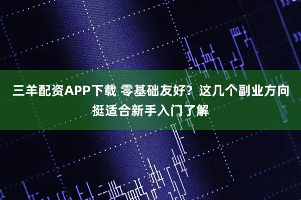 三羊配资APP下载 零基础友好？这几个副业方向挺适合新手入门了解
