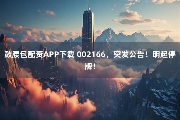 鼓腰包配资APP下载 002166，突发公告！明起停牌！